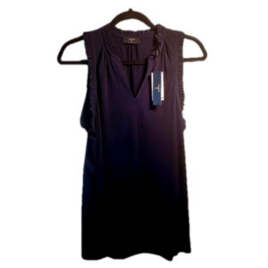 TAHARI Ruffle Shoulder V Neck Stretchy Knit Top Women's M  Spring, Summer, Work